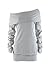 Women Draped Neck Hoody Jumper Mini Dress Sweater (M, Gray)