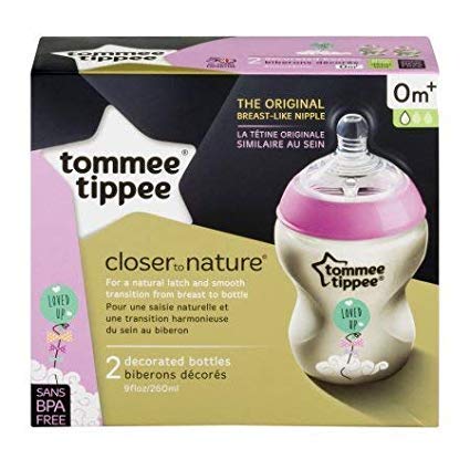 Tommee Tippee Ctn Decorated Feeding Bottles 0m 2 X 260ml