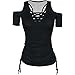 Dressation Womens Street Punk Skull Hollow-Out Short Sleeve T-Shirt