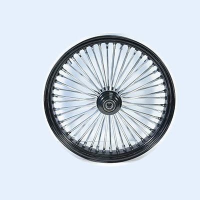 Black and Chrome Ultima King Spoke 21" x 3.5" Front Wheel for 2000-2006 Harley and Custom