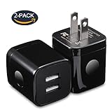LOOGGO USB Wall Charger, 2-Pack Home Travel Dual USB 2.1AMP Wall Charger Plug Power Adapter Charger Block Cube for iPhone X/8/7/6 Plus, iPad, Samsung Galaxy S8/S7/S6 Edge, LG, ZTE, Motorola (Black)