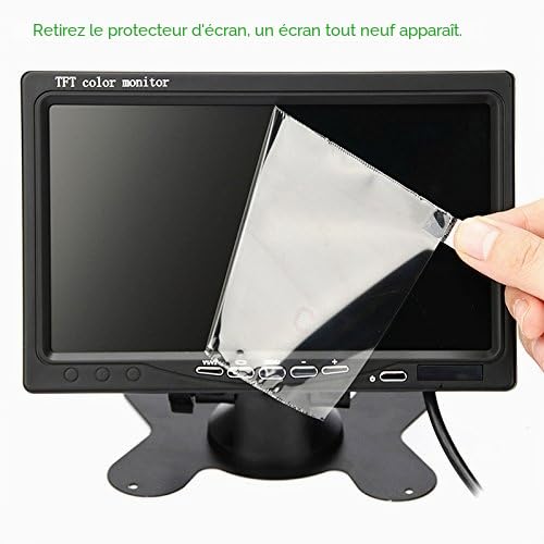 12V-24V 18 IR LEDs Night Vision Waterproof Rear View Camera with 49ft 4 Pin Aviation Extension Cable + 7 Inch Colour TFT LCD HD Screen Vehicle Monitor for Car Bus RV Truck Trailer