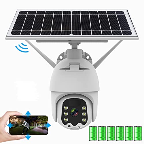 Solar Security Camera,Wireless Pan Tilt 360 PTZ Outdoor Camera Wireless ...