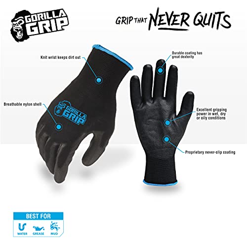 GORILLA GRIP unisex adult Gorilla Grip Slip Resistant Work Gloves 5