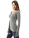 PattyBoutik Women Long Sleeve Strip Trim Henley Blouse (Heather Gray Medium)