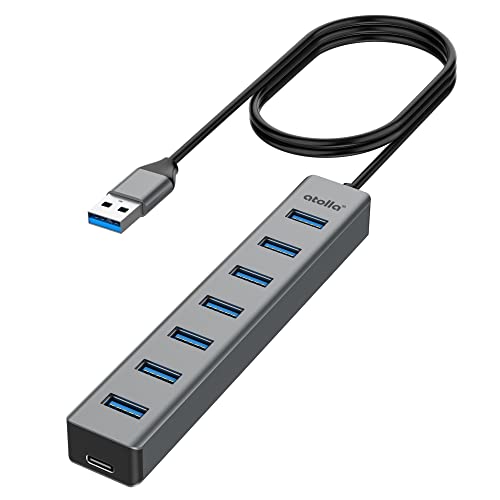 atolla Hub USB 3.0, 7 Puertos Multi USB Hub de Aluminio | Cable de Extensión de 1m Adaptador USB para PC, Portátil, Macbook Pro y más