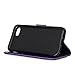 iPhone 8 Case,iPhone 7 Wallet Case, FLYEE Flip Case Wallet Leather [kickstand] Emboss Butterfly Flower Folio Magnetic Protective Cover with Card Slots for Apple iPhone8 iPone7 Purple