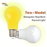 GLOUE LED Light Bulb 60 Watt Equivalent Lightbulb E26 Base A19 Yellow Mosquito Repellent Lamp Liquid Cooled Breakproof Light Bulbs Bug Zapper Dual-Model Non-Dimmable