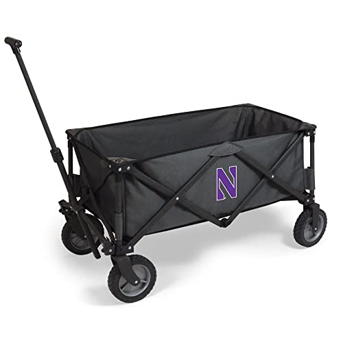 PICNIC TIME NCAA Northwestern Wildcats Adventure Wagon Folding Wagon - Wagon Cart - Sport Utility Wagon - Beach Wagon Collapsible, (Dark Gray)