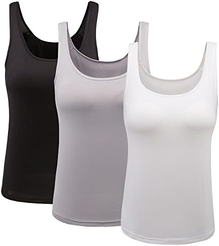 HONFON Womens Scoop Neck Built in Bra Padded Tank Tops