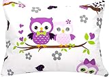 Toddler Pillowcase 13x18 by Comfy Turtles, 100 Natural Cotton, or Get a Smile from a Kid with Cute Animals of this Soft Pillow Cover for Boys and Girls (Mauve Owls)