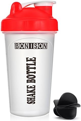 16 OZ Protein Shaker Bottle with Mixer Ball and 2 Interlocking Storage Jars for Pills, Snacks, Coffee, Tea. 100% BPA Free,Non Toxic and Leak Proof Sports Bottle (red 24 oz without jar & bottle)