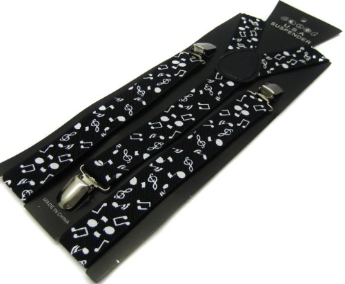 White Music Notes Unisex Suspender