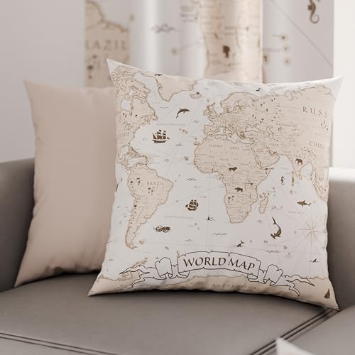 PETTI Artigiani Italiani - Pair of Pillow Cases 30 x 30 cm in Microfibre, Cushions for Bedroom Furniture, Sofa, Living Room, Set of 2 Cushion Covers, World Cream Pillowcase, 100% Made in Italy