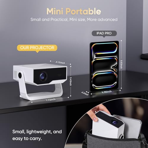 2026 Smart Projector Built-in-Apps, Android TV, Supported 4K/Native 1080P, 270 ANSI, Wifi 6 Bluetooth 5.2, Portable Mini Movie Projector for Bedroom Home, Auto Keystone, iOS/Switch/PS5
