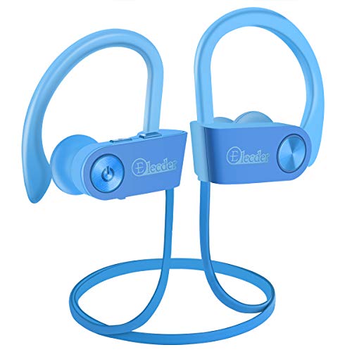Elecder Bluetooth Headphones, Wireless Sports Earbuds Waterproof IPX7 with Microphone for Running Workout, Noise Cancelling Audifonos for Cellphone (Blue)