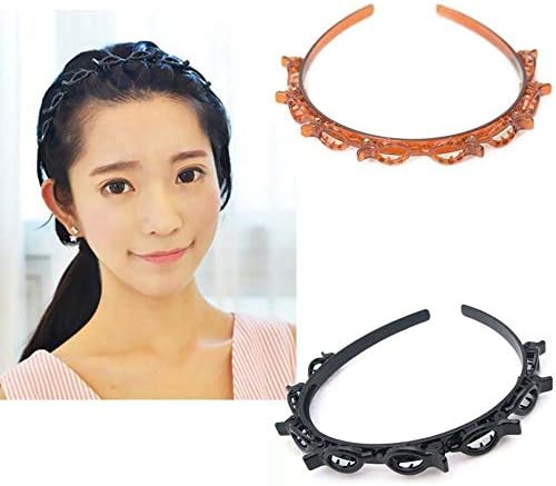 Double Bangs Hairstyle Hairpin, Twist Clip Headband with Toothed Headband Braid Tool, Women Fashion Hair Accessories, DIY Hair Bands Headbands for Women Girls (Black) 2 Double Bangs Hairstyle Hairpin, Twist Clip Headband with Toothed Headband Braid Tool, Women Fashion Hair Accessories, DIY Hair Bands Headbands for Women Girls (Black)