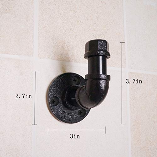 MINCORD Industrial Pipe Bathroom Hardware Accessory 3 Piece Set with 24" Towel Bar, Robe Hook and Toilet Paper Holder - Black