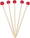 KingSeal Bamboo Wood Cocktail Picks, 4.5 Inches, Red Ball Head, Perfect for Appetizers and Cocktails - 2 Packs of 100 per Pack primary