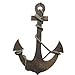 Adeco Wooden Boat Anchor with Crossbar, Steering Wheel, Décor Home Wall Decor, Light Brown (OS0002)