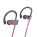 iJoy FS IPX7 Premium Sport Bluetooth Waterproof Earbuds with Noise Cancellation Technology Wireless Waterproof Earphones Waterproof Headphones with Mic and Travel Case (Pink)