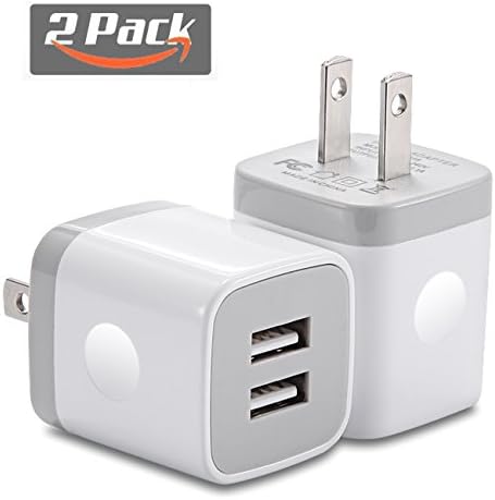USB Wall Charger, Charging Cube LEEKOTECH 2-Pack 2.1A/5V Dual Port USB Charger Plug Power Adapter for iPhone X/8/7/6/6S Plus/5S/5, Samsung, LG, HTC, Huawei and More