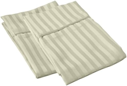 1500 Series 100% Brushed Microfiber Standard Pillowcase Set Stripe, Sage - Super Soft and Wrinkle Resistant