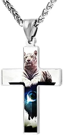 Polygonal Tiger Triangle Eye Patriotic Cross Religious Lord's Prayer Jewelry Pendant Necklace