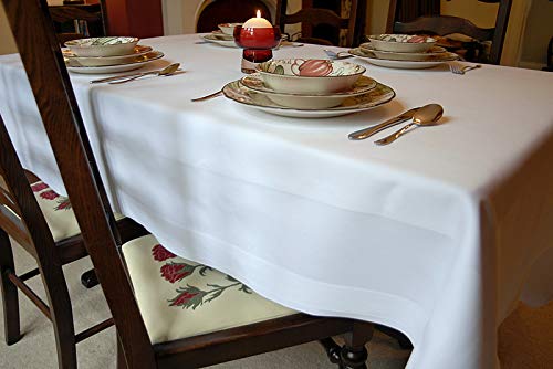 White Tablecloth Satin Band - 100% Egyptian Cotton 70" x 108"(178 x 274cm)