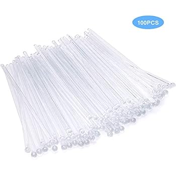 100 Pieces Plastic Swizzle Sticks Bulk for Drink, Disposable Round Top Clear Cocktail Stir Sticks Crystal Coffee Stir Sticks, 7 Inch