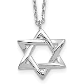 Gem And Harmony Sterling Silver Star of David Pendant Necklace with Chain (16.5 Inches)