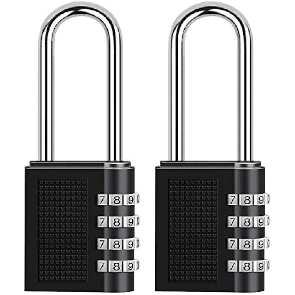 Combination Lock, 2 Pack Long Shackle Padlock, 4 Digit 2.5 Inch