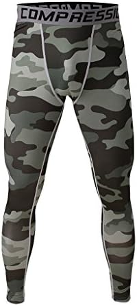 Welen Mens Sport Compression Leggings Base Layer Long Pants Camo Trousers XXL,Army color,2XL (Same as US XL)
