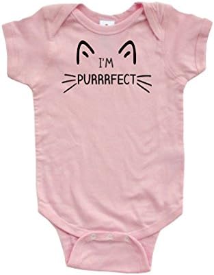 Apericots I’m Purrrfect Cat Face Whiskers Funny Short Sleeve Infant Bodysuit