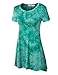 Lock and Love LL WT1066 Womens Scoop Neck Short Sleeve All Over Tie Dye Trapeze Tunic Top XXL JADE