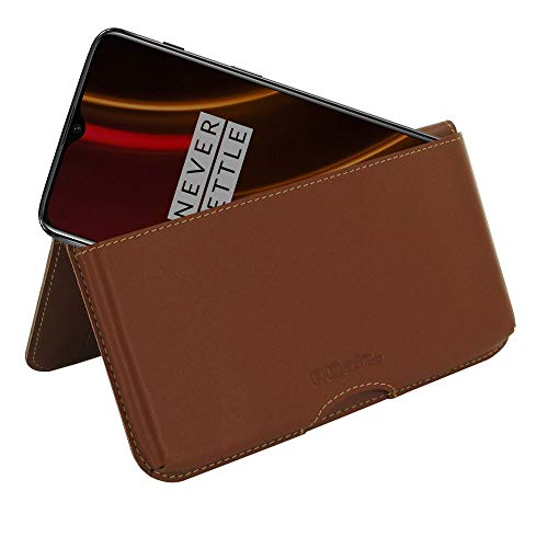 PDair OnePlus 6T McLaren Wallet Sleeve Case (Brown), Full Grain Leather and Flip Wallet with Card/Cash Holder | Handmade Premium Wallet Pouch for OnePlus 6T McLaren