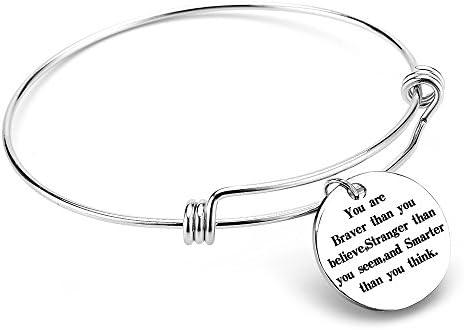 Charm Bracelet "You Are Braver than You Believe" Inspirational Expandable