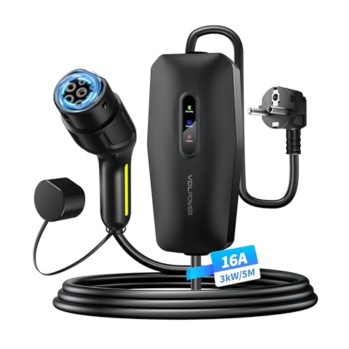 Type 2 Charging Cable, 3.68kW/5m, Electric Car Charging Cable, 16A EV Charger, Type 2 for Electric Vehicles with Schuko Single Phase, IP65, Compatible with Model Y/3, XC60