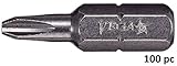 VEGA Phillips Reduced Insert Bits. Professional Grade ¼ Inch Hex Shank Phillips Reduced #2 Drywall Bits. 125P2R-100 (Pack of 100)
