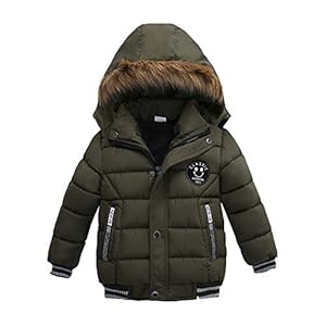 Echinodon Winterjas voor jongens met fleecevoering, winterjas met bontcapuchon, kinderjas