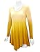 Lock and Love WT1050 Womens V Neck Long Sleeve Dip Dye Handkerchief Hem Tunic Top L Yellow