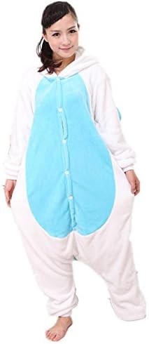 xiaoying Unicorn pajama Unisex Sleepwear Animal Costume with Hooded Fleece Kigurumi For Children, Boy and Girl (M, Blue with Wing)