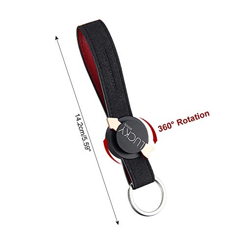 Gyro key chain, Gyro Theodolite Decompression Simple Elegant Durable Classic Premium Leather Attachable Key Chain, Handmade Genuine Leather Car Key Chain Key Ring for Men Women. - Thumbnail 2