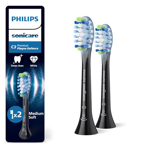 Philips Sonicare HX9042/88 C3 Premium Plaque Defense Original Replacement Brush Heads, Black, Pack of 2