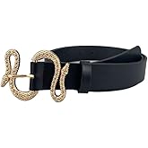 COTIM COYIN Women's Fashion Leather Belts with Snake Buckle Design