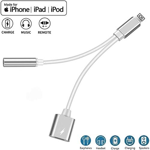 (Apple MFi Certified) 2 in 1 Lightning to 3.5mm Headphone Jack Adapter