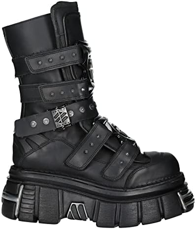 Amazon.com | New Rock Mens Black Leather Skull Flame Reactor Boots
