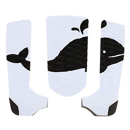 STORE-HOMER - EVA 3 piece Surfboard Traction Tail Pads Surfing Surf Deck Anti-slip Grips White Black Bodyboard Water Sports Surfing Accessory