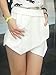 CHARLES RICHARDS Women's Plus Size Asymetric Hem Tulip Plain Mid Waist Shorts Mini Skirt Shorts White