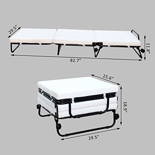 Folding Convertible Sofa Bed Ottoman Couch Mattress Lounge Bed Sleeper w/Casters